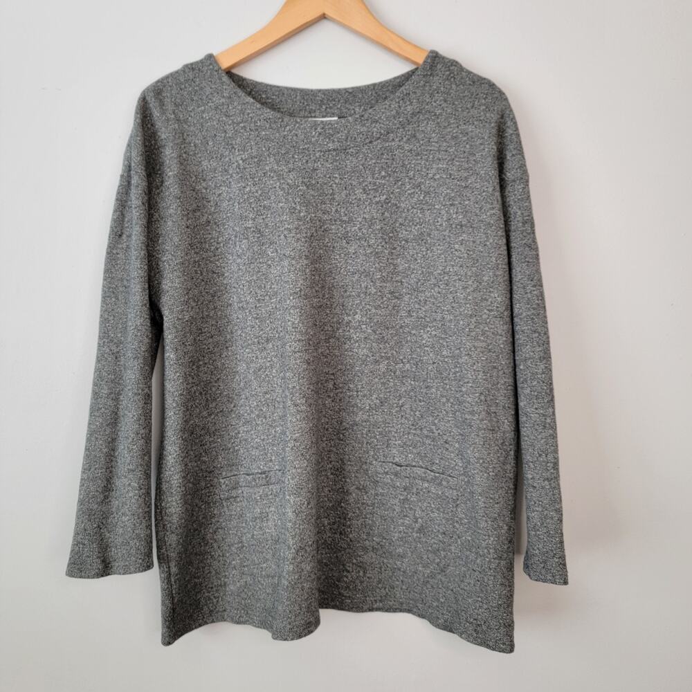 Pure Jill Gray Tunic Jersey 100% Cotton Minimalist Casual Leisure Sz L PETITE